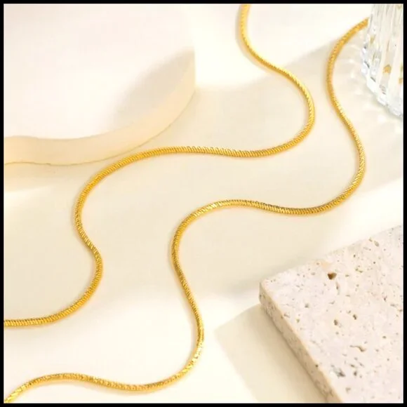 14K Gold Plated Snake Chain Necklace Dainty Minimalist Elegant Jewelry